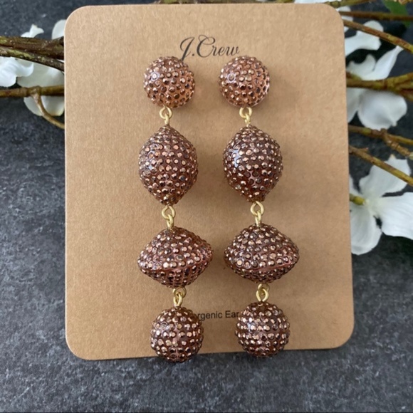 J CREW NWT Rose Gold Pave Statement Earrings - Picture 2 of 5